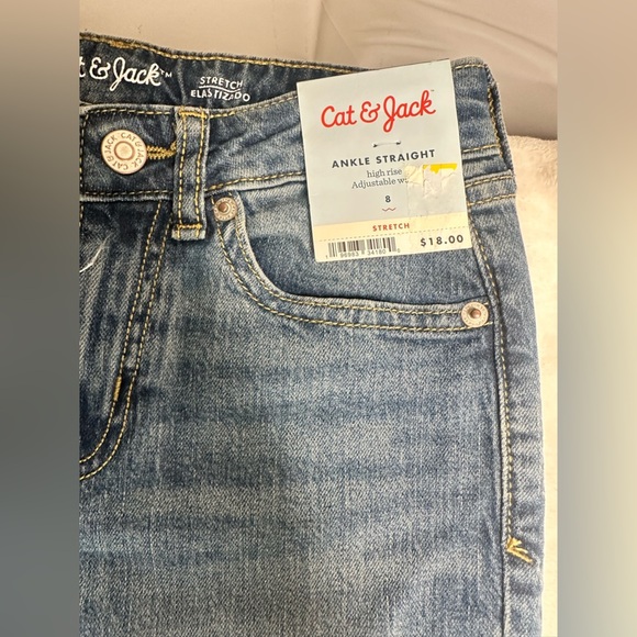 Cat & Jack Girls High Rise Ankle Straight Adjustable Waist Jeans Blue Size 8 - Picture 5 of 9